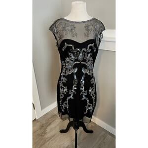 Venus Black Beaded Cocktail Dress Sz 10